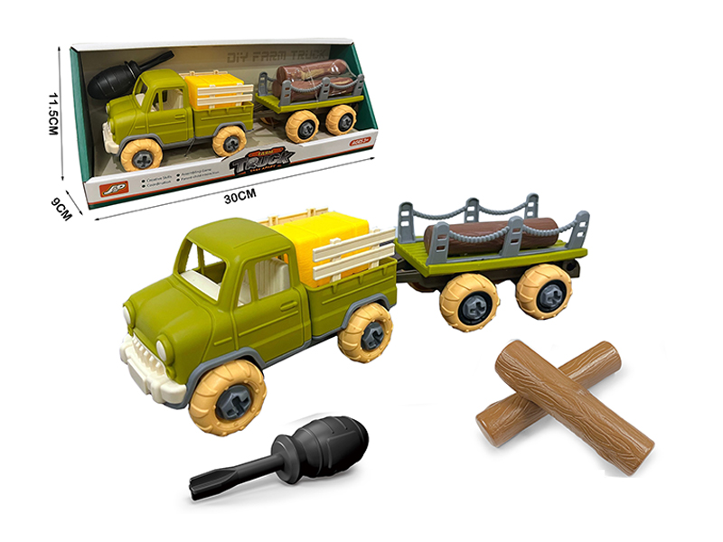 Assemblable Pickup Farm Truck+Log Carrier (Equipped With 3 Wooden Strips)