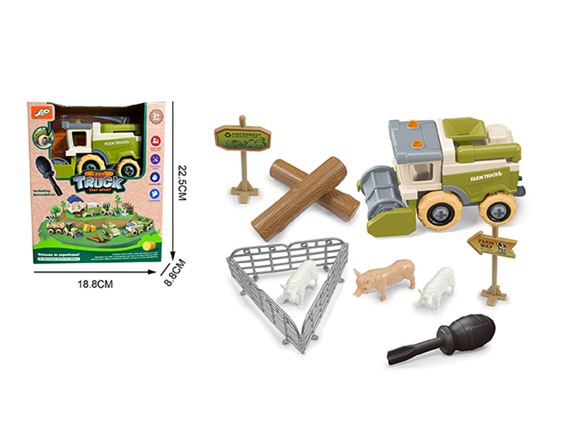 Assemblable Harvester Farmer'S Cart Farm Set