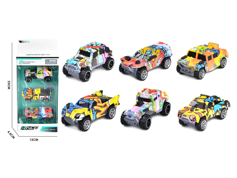 3PCS Slide Graffiti Car