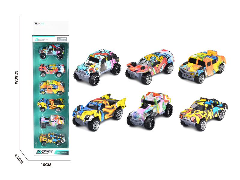 6PCS Slide Graffiti Car