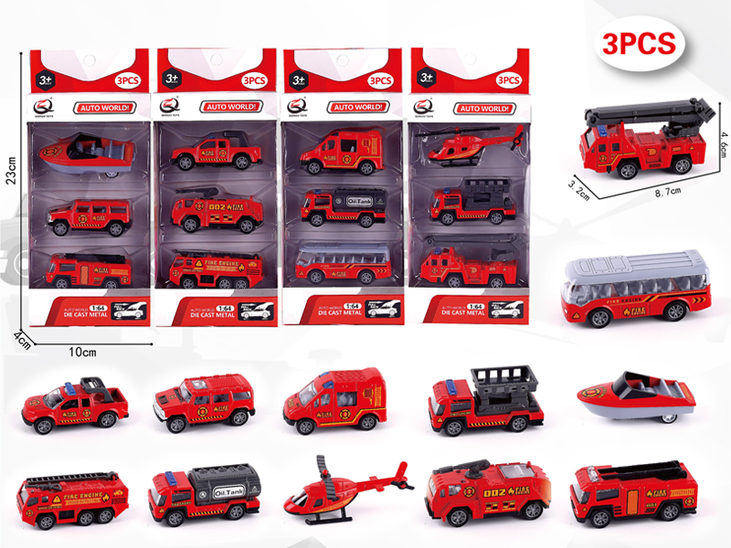 1:64 3Pcs Pull Back Alloy Car