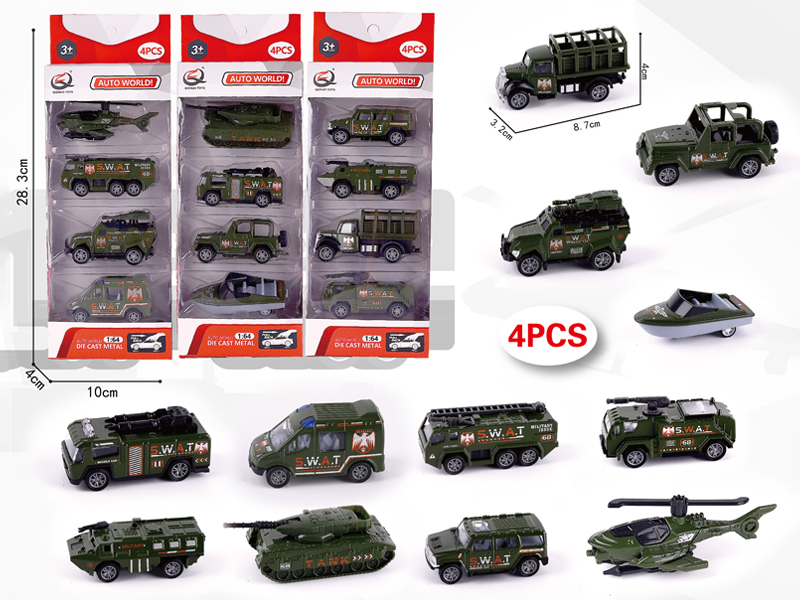 1:64 4Pcs Pull Back Alloy Car