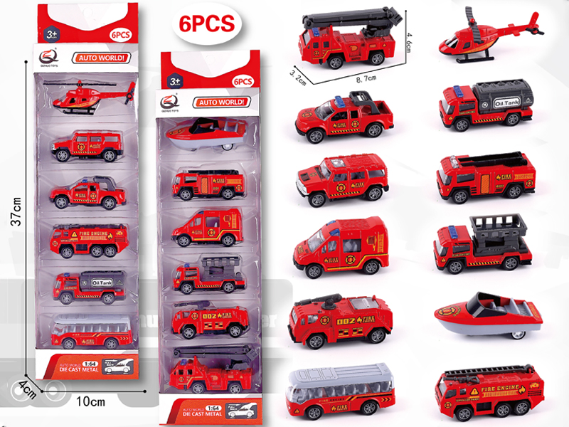 1:64 6Pcs Pull Back Alloy Car