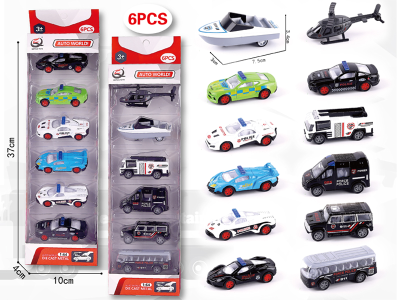1:64 6Pcs Pull Back Alloy Car