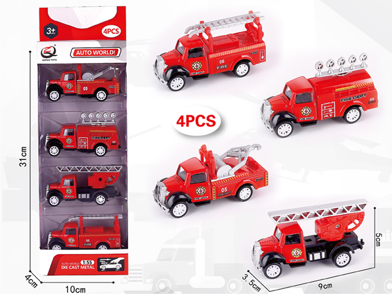 1:55 4Pcs Pull Back Alloy Car