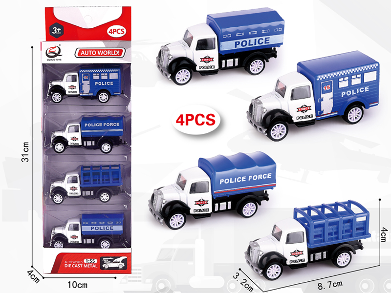 1:55 4Pcs Pull Back Alloy Car