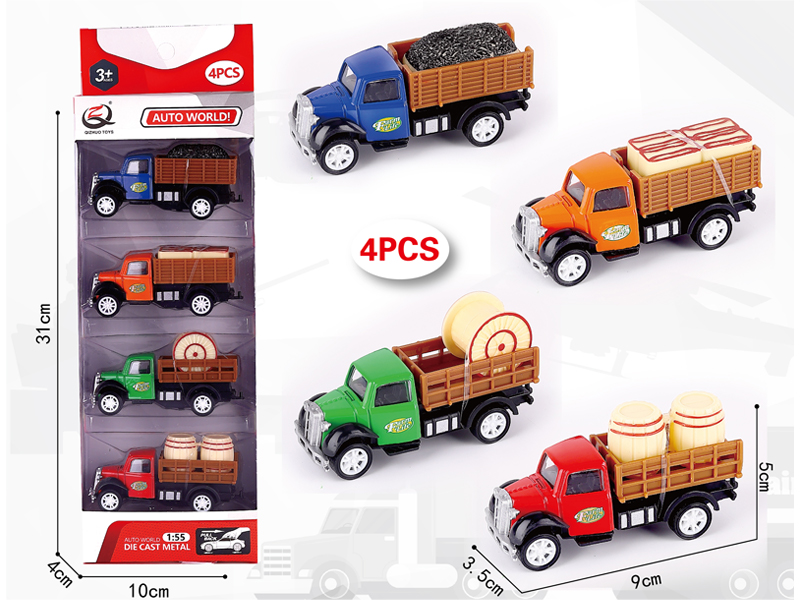 1:55 4Pcs Pull Back Alloy Car