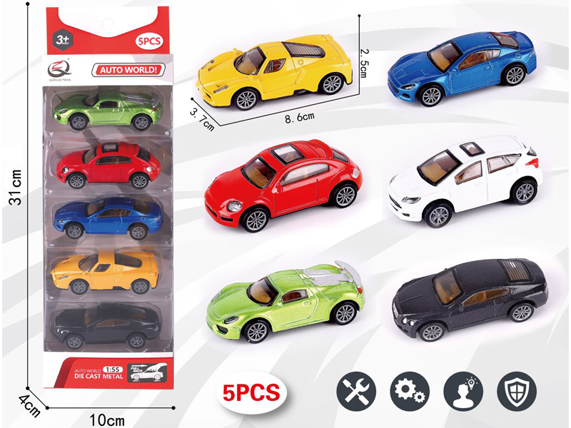 1:55 3Pcs Pull Back Alloy Car