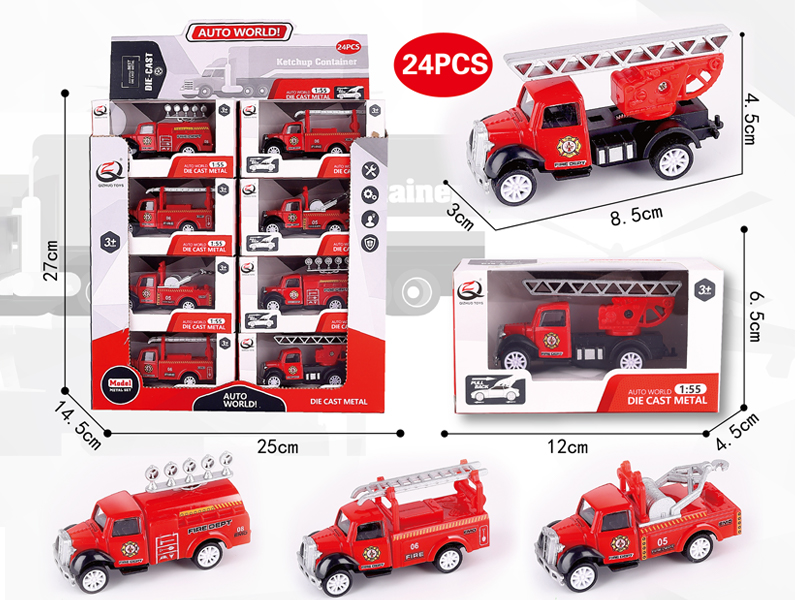 24Pcs 1:55 Pull Back Alloy Car