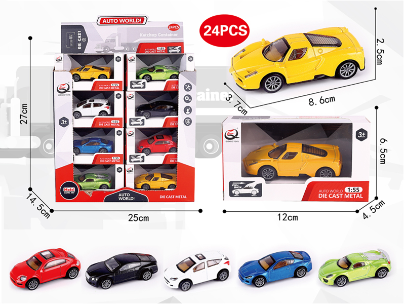 24Pcs 1:55 Pull Back Alloy Car