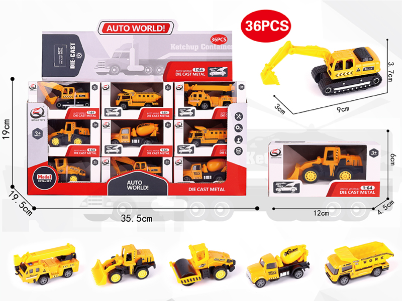 36Pcs 1:64 Pull Back Alloy Car