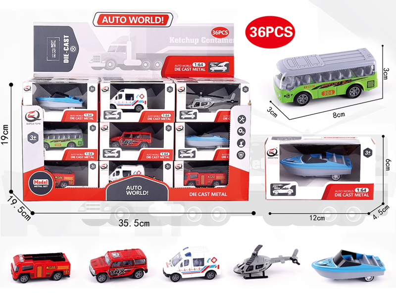 36Pcs 1:64 Pull Back Alloy Car