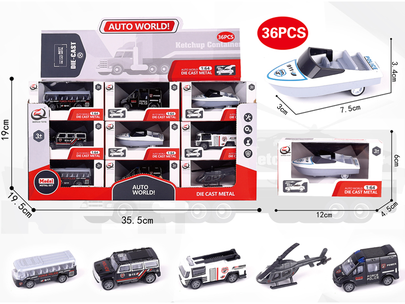 36Pcs 1:64 Pull Back Alloy Car