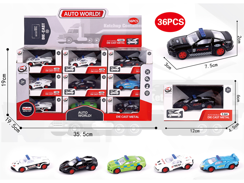 36Pcs 1:64 Pull Back Alloy Car