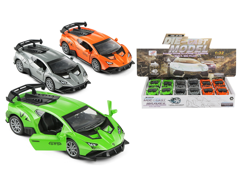 12Pcs 1:32 Pull Back Alloy Car Model Lamborghini Sto
