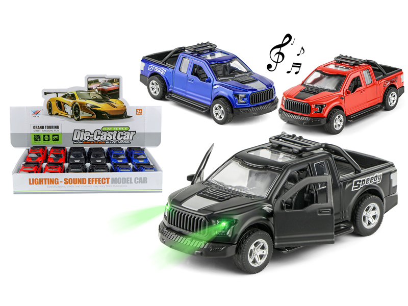 12Pcs 1:32 Pull Back Alloy Car Ford Raptor With Light Music