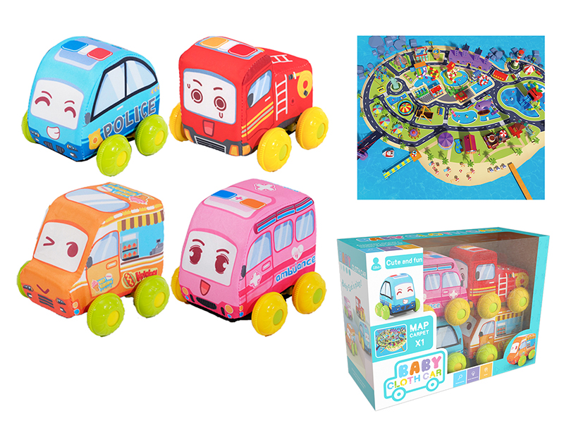 Pull Back Baby Cloth Car With Map Carpet