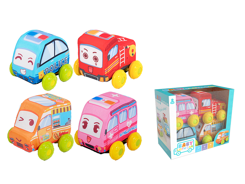 Pull Back Baby Cloth Car 4pcs