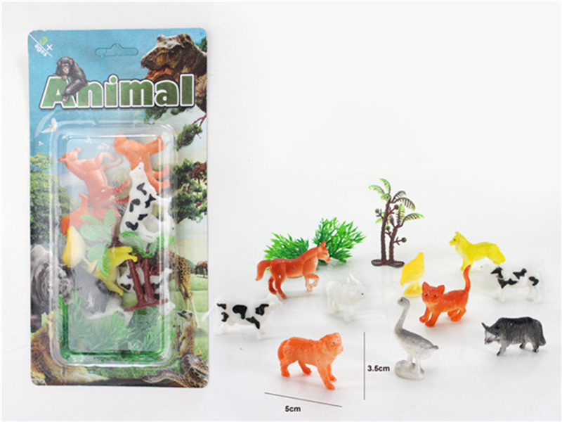 10pcs Poultry Animals With 1 Tree,2 Grasses