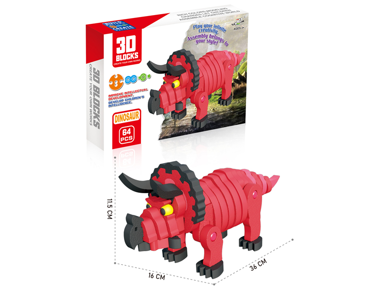 64PCS Triceratops 3D Block