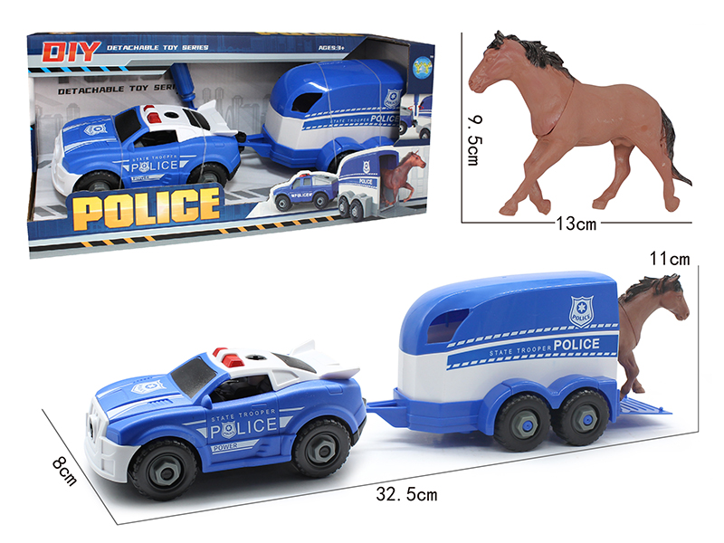 DIY Assembly Slide Sports Car  + Carriage + Vinyl Simulated Horse