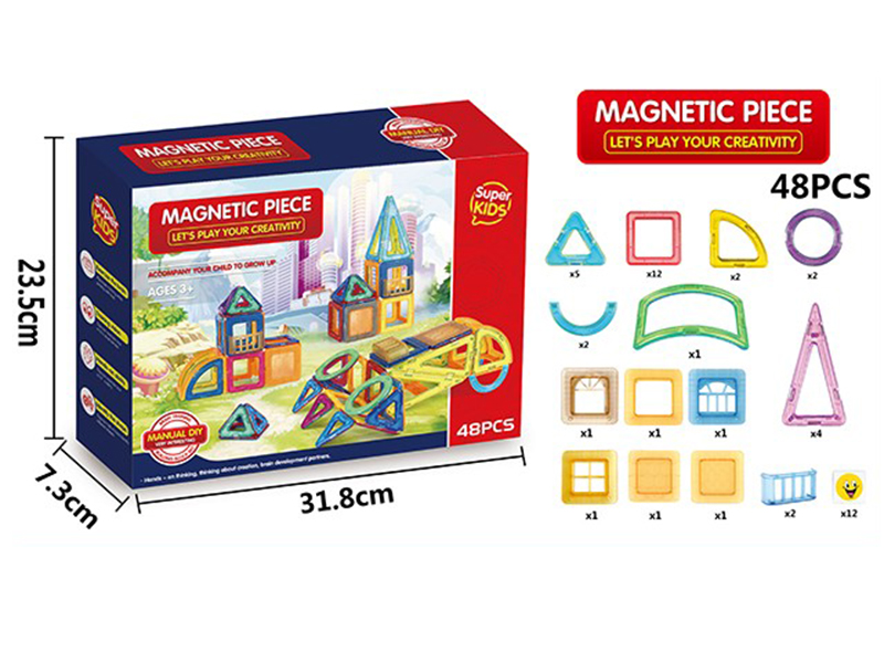 Transparent Magnetic Tiles Building Blocks 48pcs