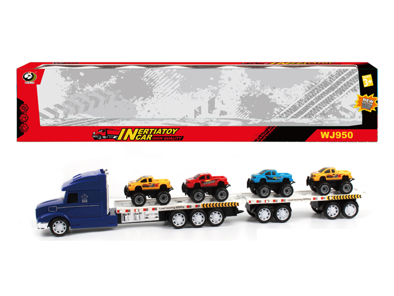 Friction Tractor With 4 Pickup Trucks