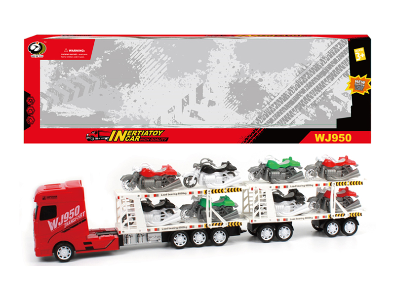 Friction Trailer With 8 Harley Motorcycles