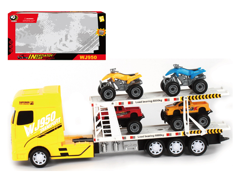 Friction Tractor With 2 Pickup Trucks+2 Beach Motorcycles