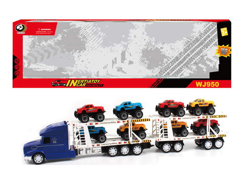 Friction Tractor With 8 Pickup Trucks