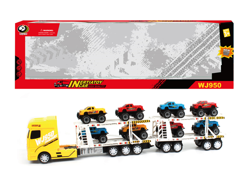 Friction Car With 8 Pickup Trucks