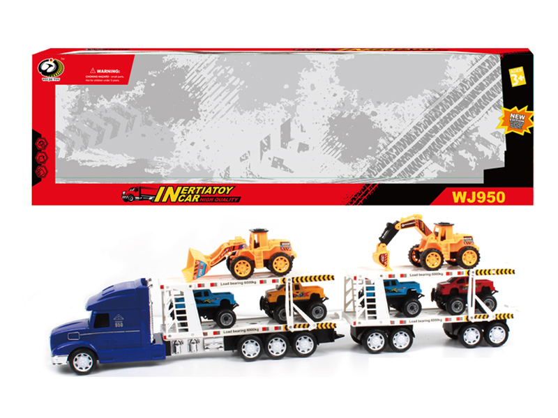 Friction Tractor With 4 Pickup Trucks+2 Engineering Vehicles