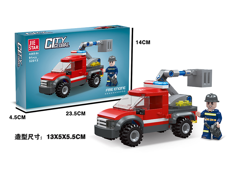 91PCS Platform Fire Truck Building Block