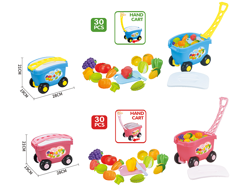 Cutting Fruits And Vegetable Set Storage Hand Cart(30PCS)