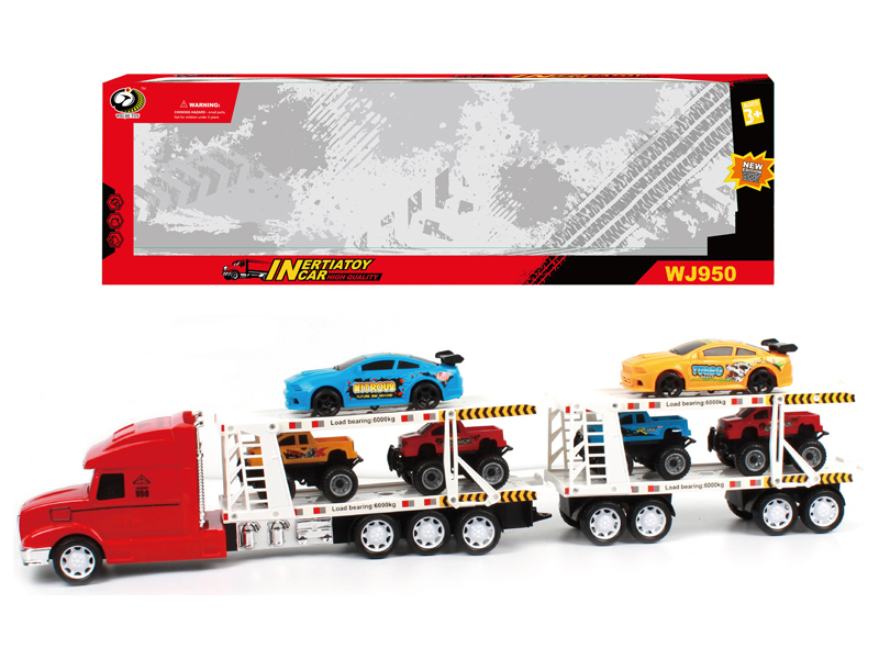 Friction Tractor With 4 Pickups+2 Racing Cars