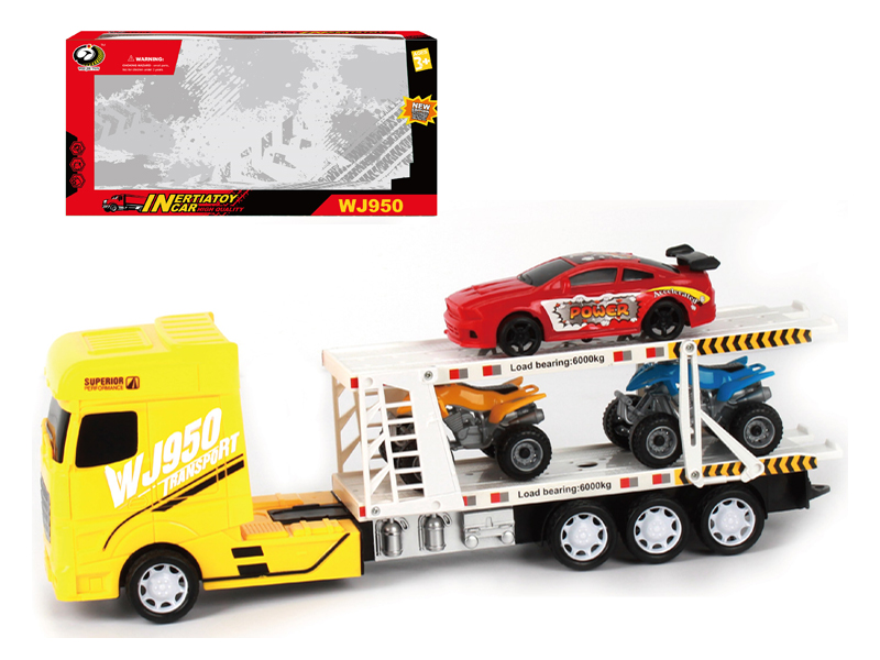 Friction Car With 2 Beach Motorcycles+1 Racing Car