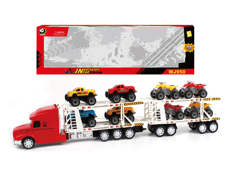 Friction Tractor With 4 Pickup Trucks+4 Beach Motorcycles