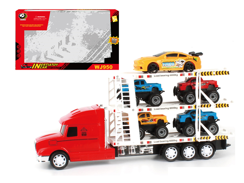 Friction Tractor With 4 Pickups+1 Racing Car