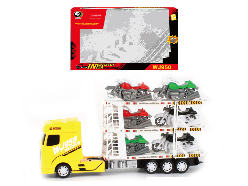 Friction Car With 6 Harley Motorcycles