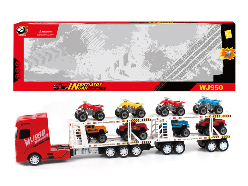 Friction Car With 4 Pickup Trucks+4 Beach Motorcycles