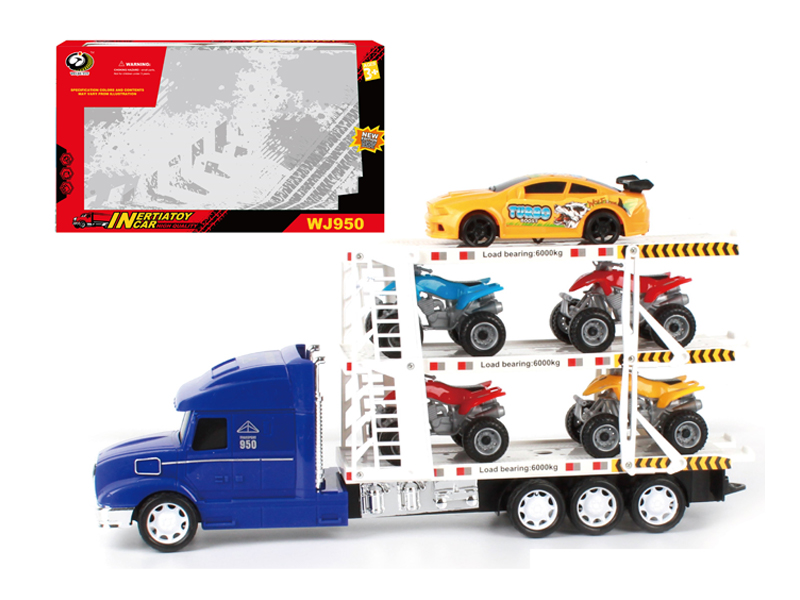 Friction Tractor With 4 Beach Motorcycles+1 Racing Car