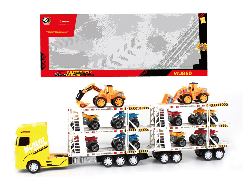 Friction Car With 8 Beach Motorcycles+2 Engineering Vehicles