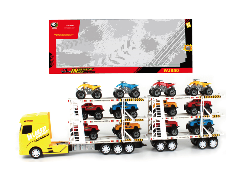 Friction Car With 8 Pickup Trucks+4 Beach Motorcycles