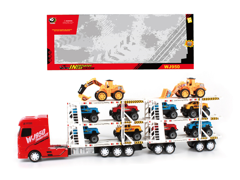 Friction Car With 8 Pickup Trucks+2 Engineering Vehicles