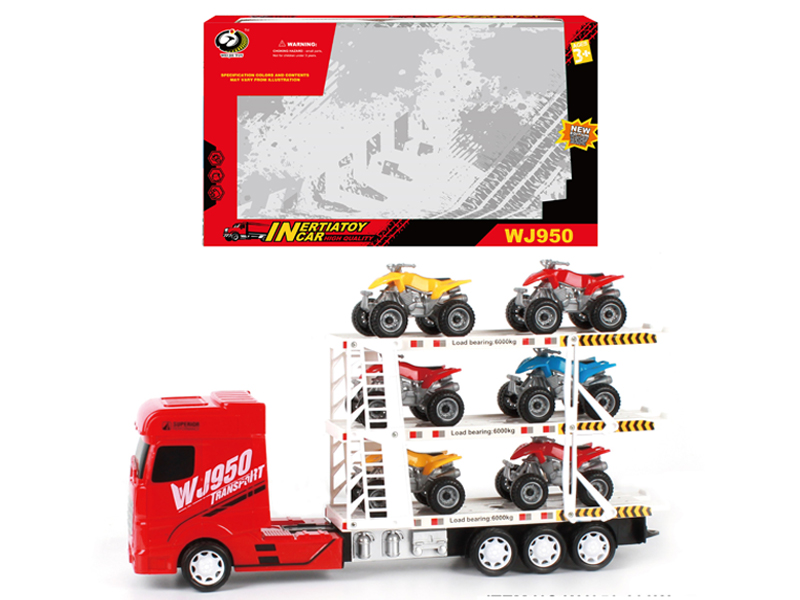 Friction Car With 6 Beach Motorcycles