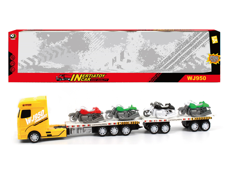 Friction Car With 4 Harley Motorcycles