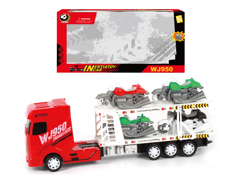 Friction Car With 4 Harley Motorcycles