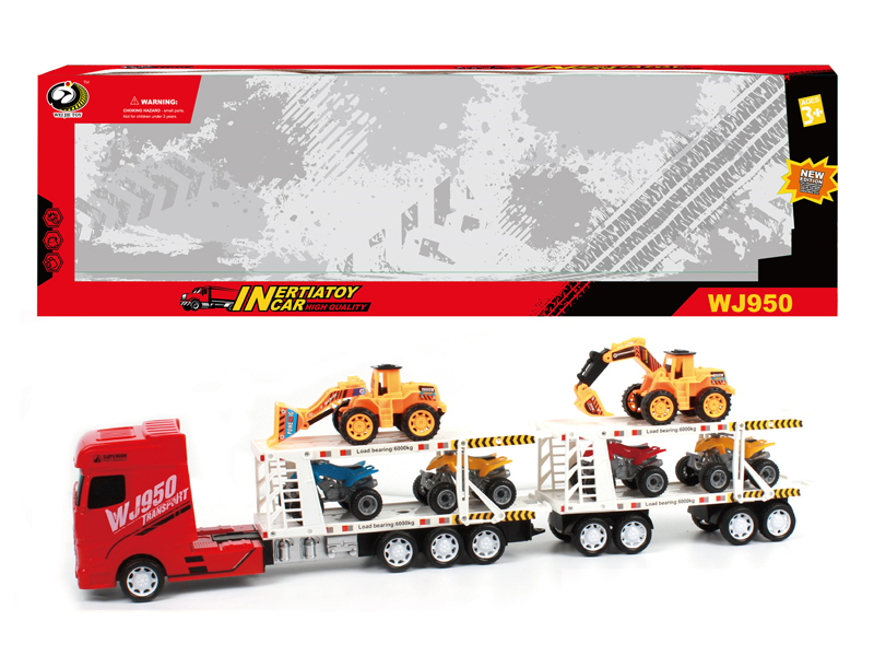 Friction Car With 4 Beach Motorcycles+2 Engineering Vehicles