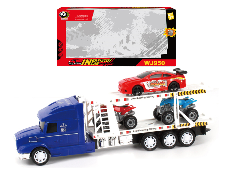 Friction Tractor With 2 Beach Motorcycles+1 Racing Car