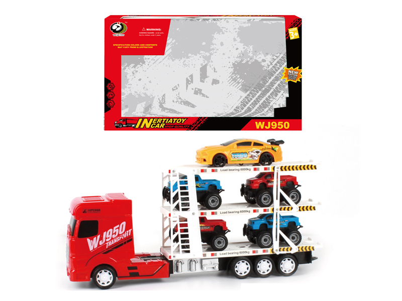 Friction Car With 4 Pickups+1 Racing Car